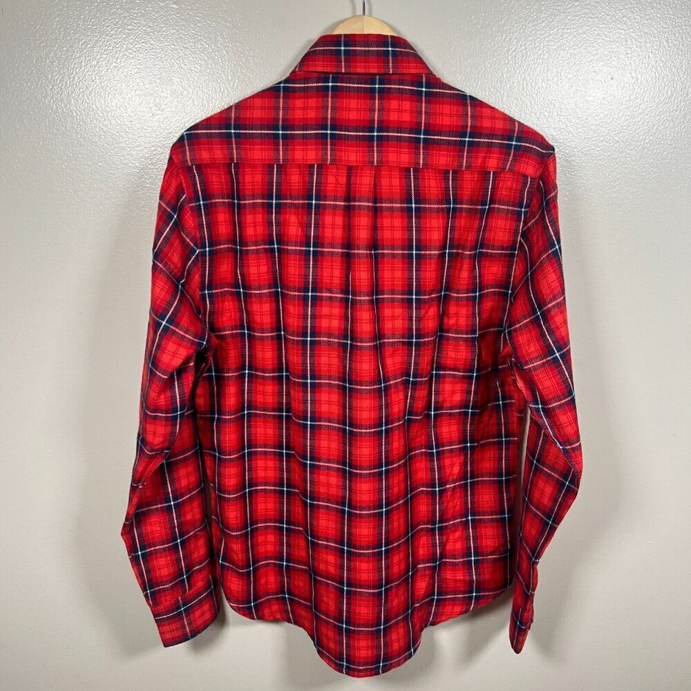 RSVLTS Flannel Shirt Shacket Mens Size Medium Red Plaid Pockets Button Up - Picture 2 of 9
